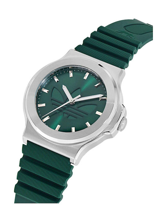 adidas Three Women's Watch with Green Rubber Strap