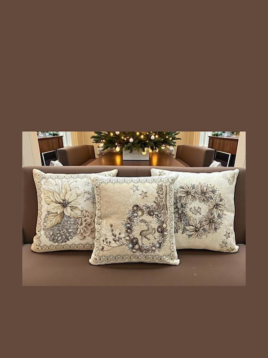 Linea Home Christmas Decorative Square Pillowcase Beige 45x45cm