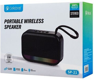 Celebrat Bluetooth Speaker 5W with Battery Life up to 3.5 hours Black SP-21
