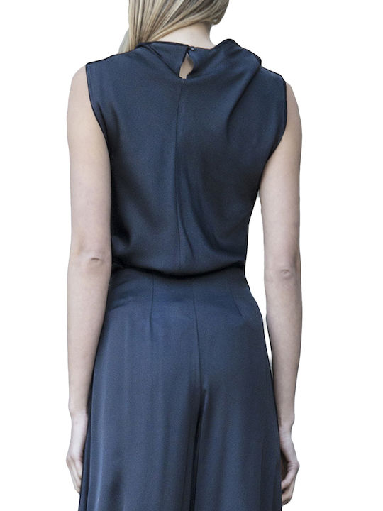 Bluza Damă Satin Fără Mâneci Neagră