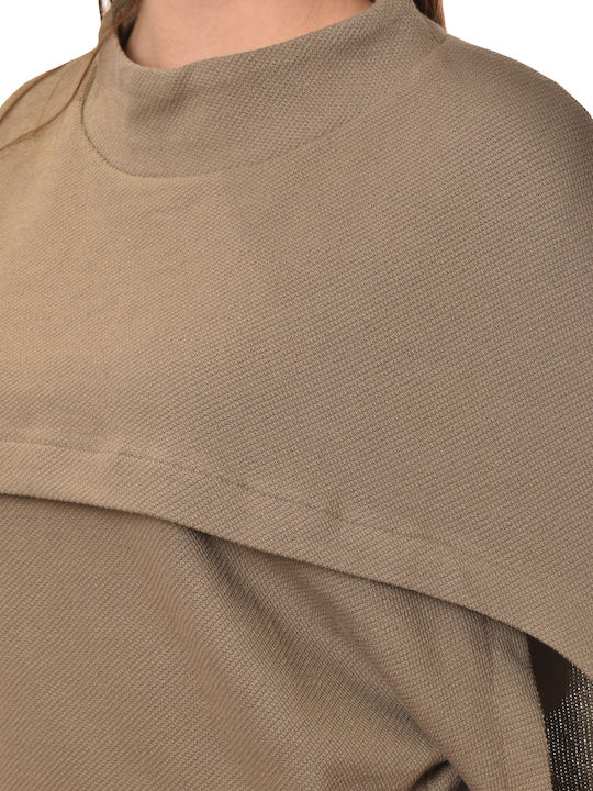 Blouse Women's Crop Top Cotton Khaki