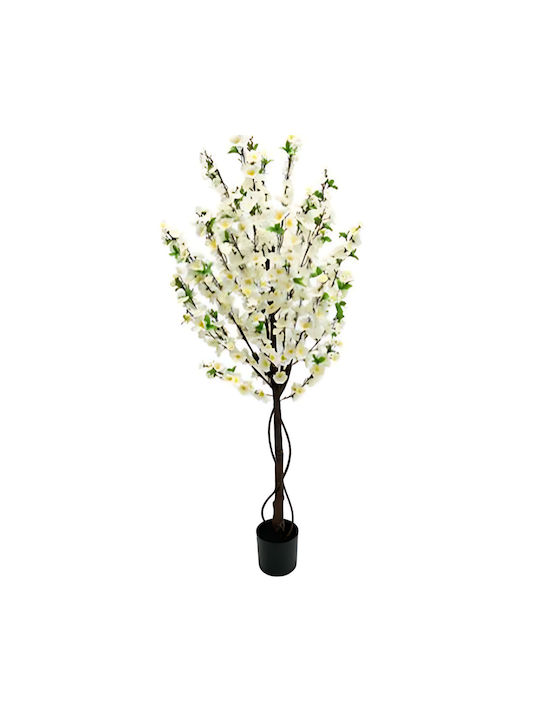 Artificial Decorative Plant Blooming Almond Tree 1.6m Potted Plant White Flowers
