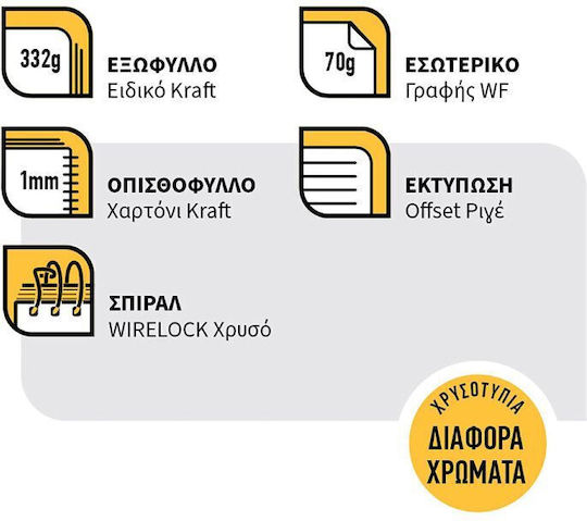 Logigraf Σπιράλ Τετράδια Ριγέ Α4 90 Φύλλων 3 Θεμάτων Wirelock 6τμχ (Διάφορα Σχέδια)
