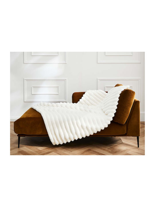 Douceur d'Intérieur Pătură Polar Fleece Pentru Canapea 125x150 cm Albă