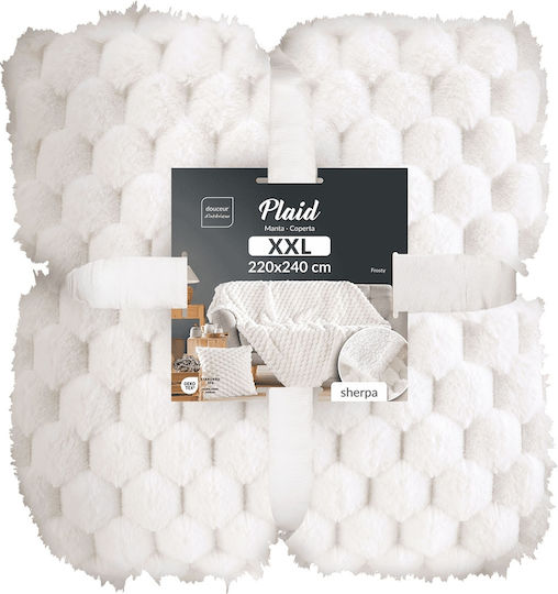 Douceur d'Intérieur Sherpa Blanket Double 220x240cm White
