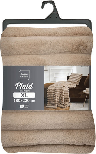 Douceur d'Intérieur Κουβέρτα Fleece Ημίδιπλη 180x220εκ. Sand