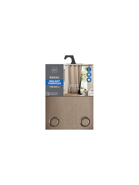 Douceur d'Intérieur Κουρτίνα Παραθύρου με Τρουκς Καφέ 140x260εκ.