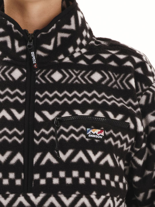 Χειμερινή Γυναικεία Fleece Μπλούζα με Φερμουάρ Μαύρη