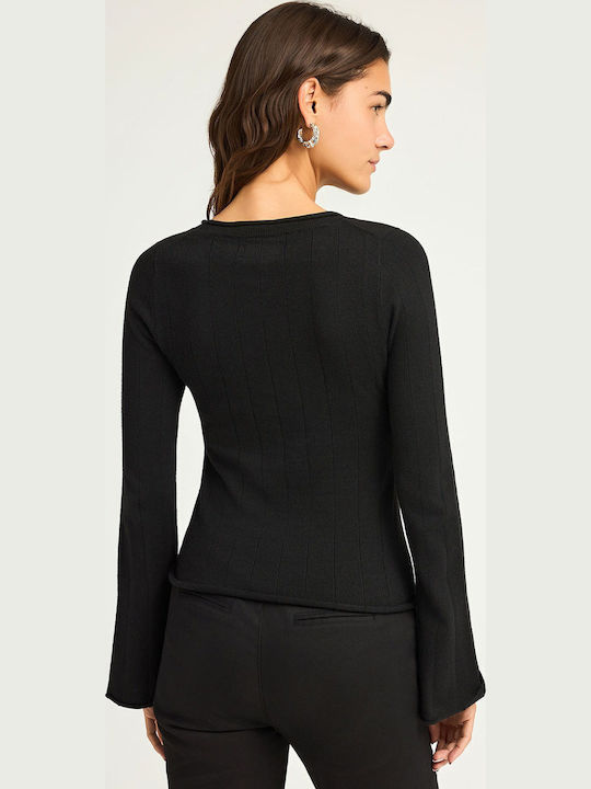 Women's Long Sleeve Sweater Cotton Black