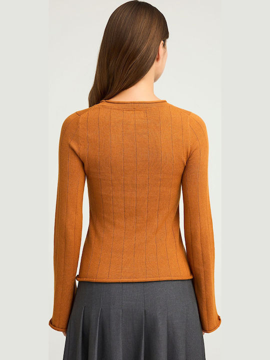 Damen Langarm Pullover Baumwolle Braun