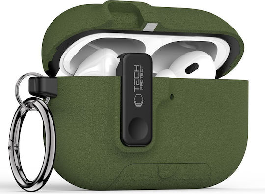 Tech-Protect Slim Hook Hülle Kunststoff mit Haken in Grün Farbe für Apple AirPods Pro 3