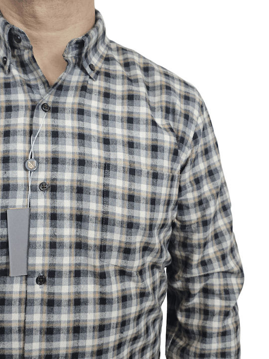 Langärmlig Flanell Hemd Geprüft Olive, Grey