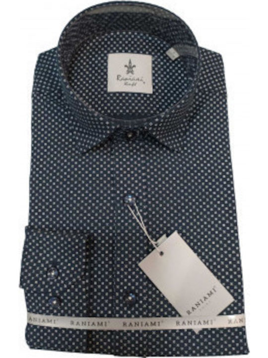 Langärmlig Hemd Blue-black With White Details