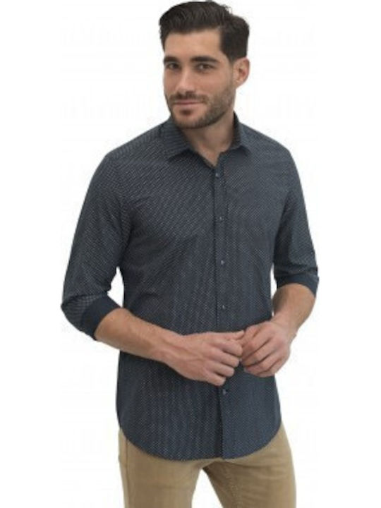 Langärmlig Hemd Blue-black With White Details