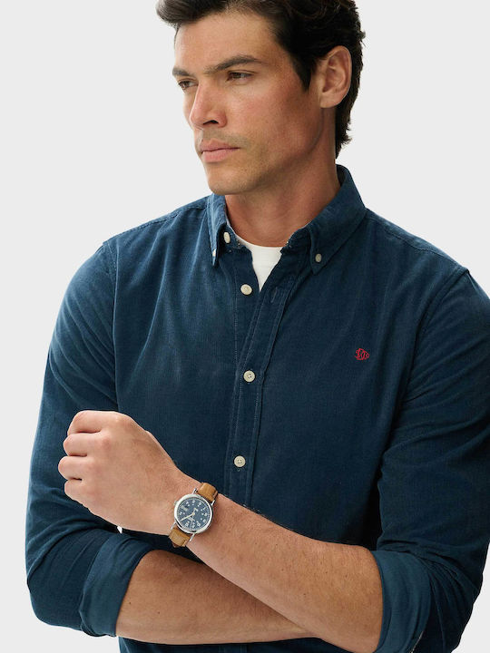 Classic Long-sleeved Corduroy Shirt Blue