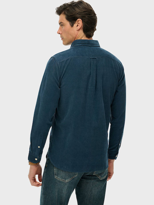 Classic Long-sleeved Corduroy Shirt Blue