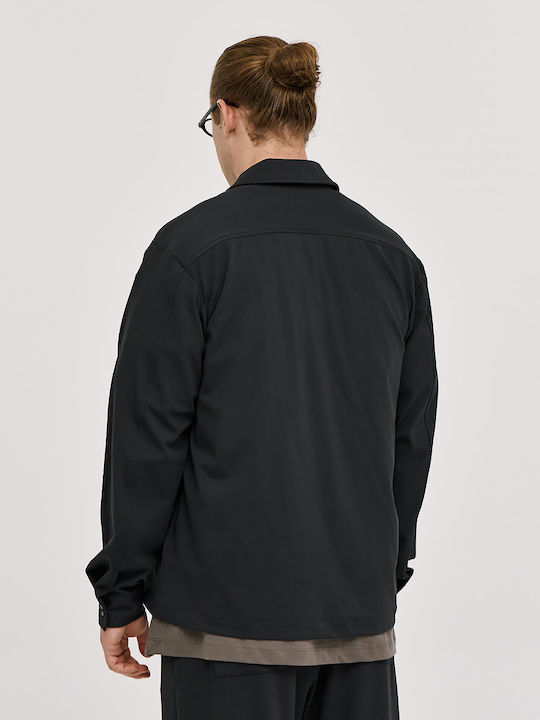 Μακρυμάνικο Overshirt σε Φαρδιά Γραμμή Μαύρο