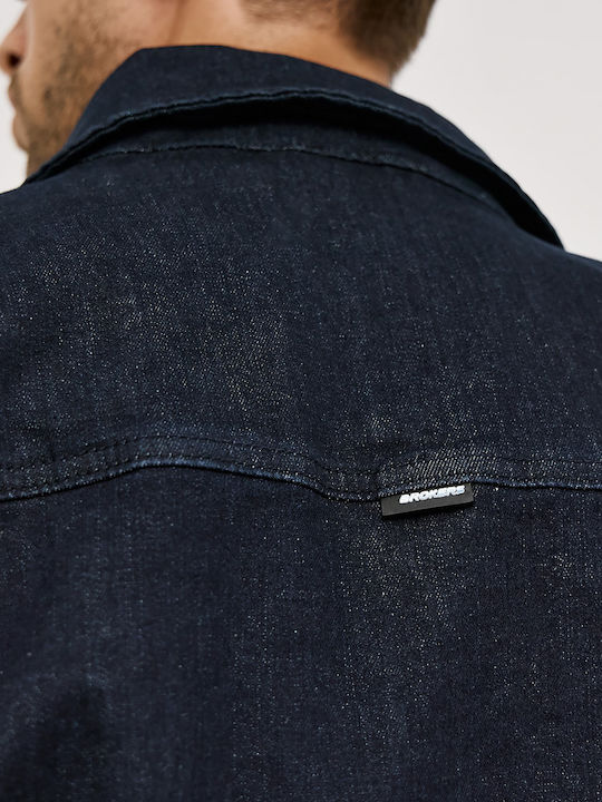 Overshirt Din Denim Cu Mânecă Lungă În Linie Lată Albastru