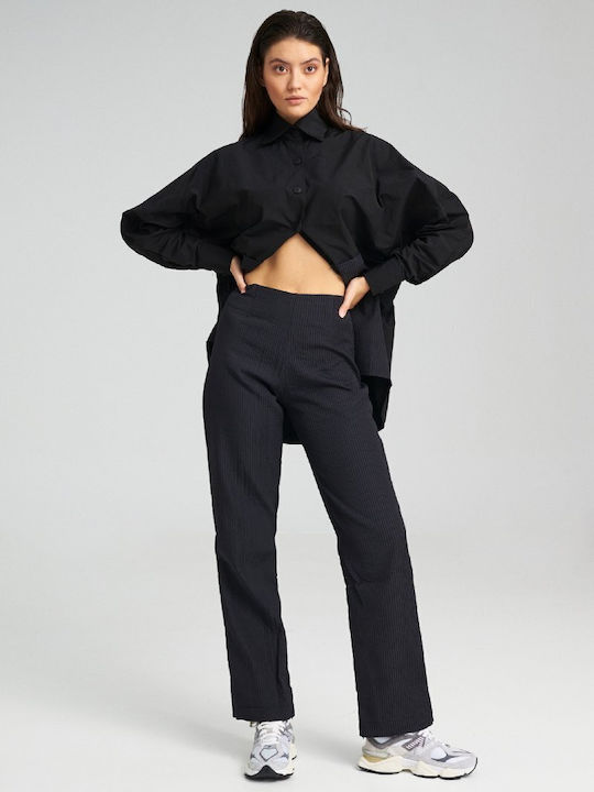 Ae Er Women's Fabric Trousers Black