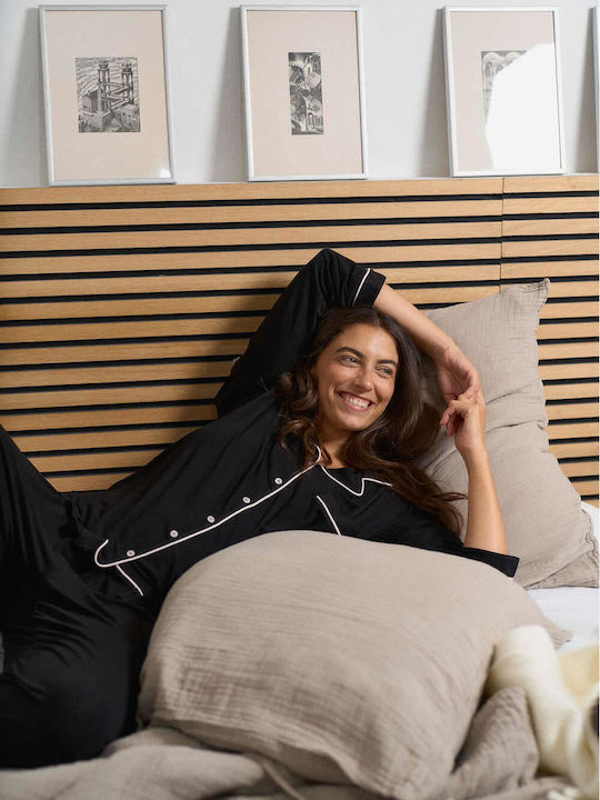 Dorina Winter Damen Pyjama-Set Schwarz