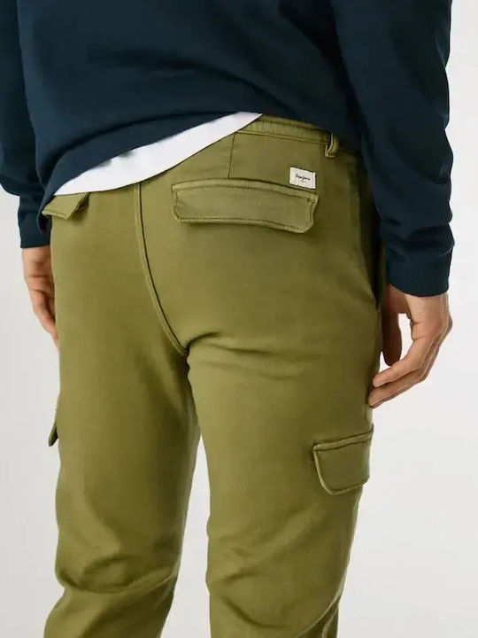 Elastic Cargo Trousers In Regular Fit Green
