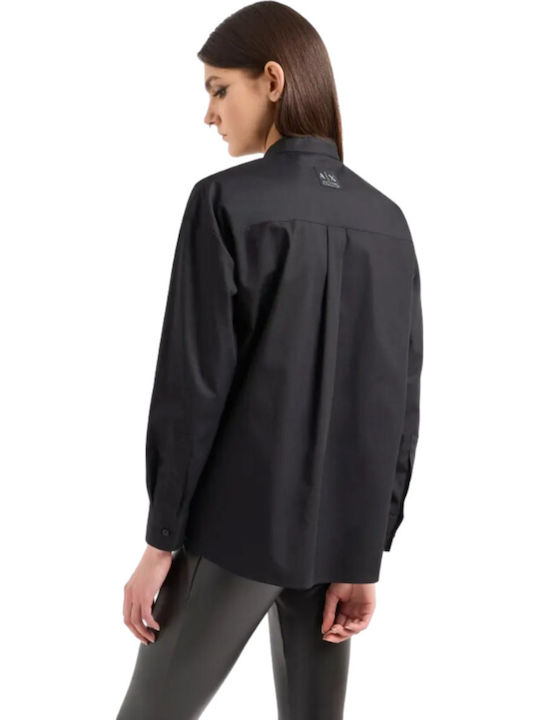 Langärmelig Damen Hemd Schwarz