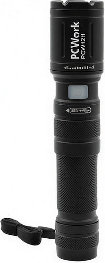 Pcwork Rechargeable Flashlight LED IPX4 with Maximum Brightness 650lm