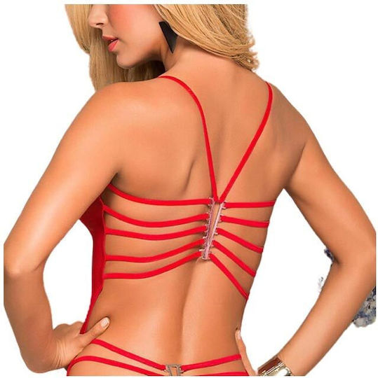 Sexy Fishnet Bodysuit Lingerie Set Red Sexy Lingerie Set One Size Aria Trade