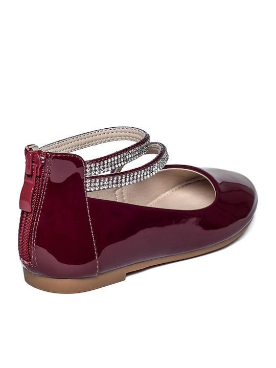 Kids Ballerinas with Elastic Strap Red