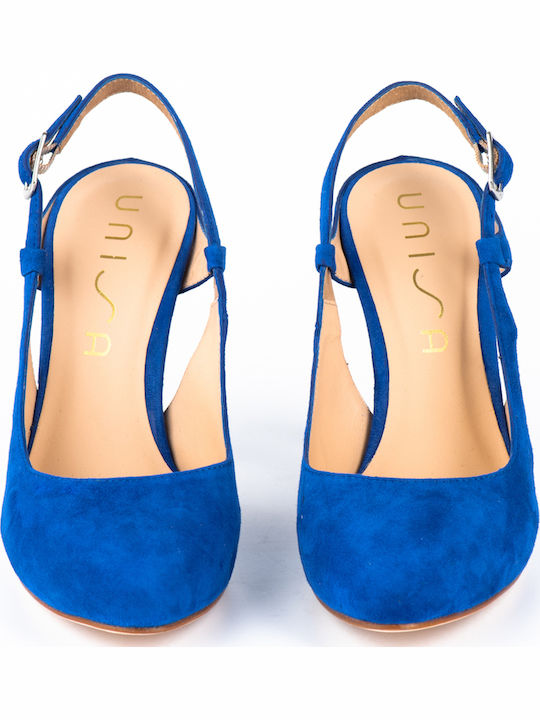 Suede Pointed Toe Blue High Heels