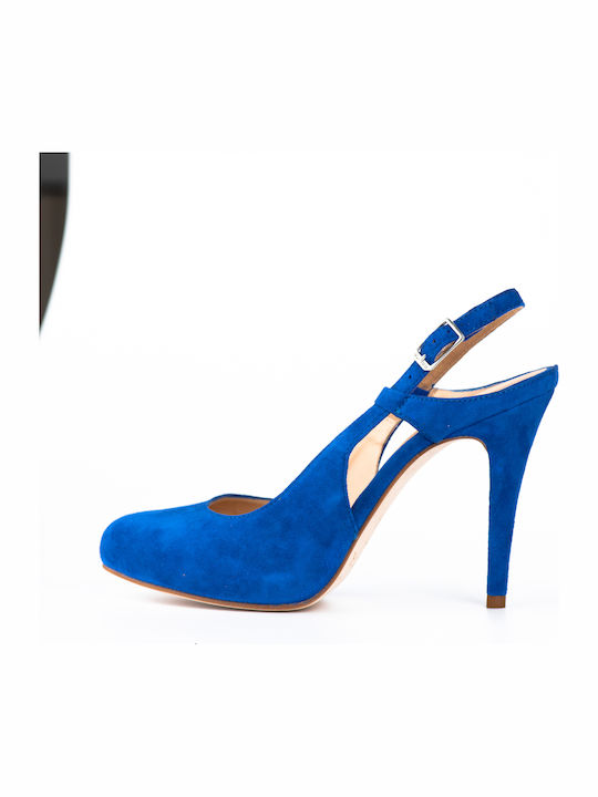 Suede Pointed Toe Blue High Heels
