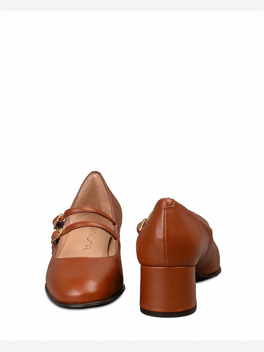 Leder Pumps Tabac Braun