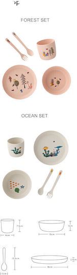 Queen Mother Σετ Φαγητού Sea Life από Πλαστικό Μπεζ Beige Sea Life 5τμχ