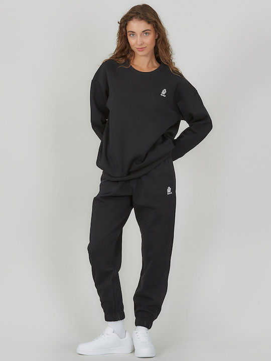 Παντελόνι Φόρμας με Λάστιχο Fleece Μαυρο
