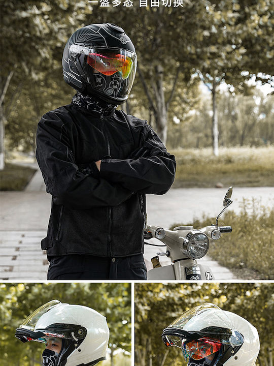 Alien Snail R18 White/Black/White Motorradhelm Jet DOT mit Sonnenblende