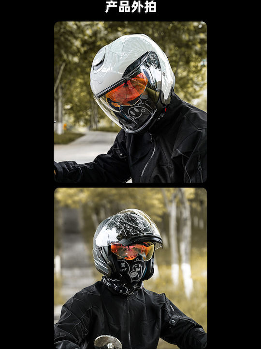 Alien Snail R18 White/Black/White Motorradhelm Jet DOT mit Sonnenblende