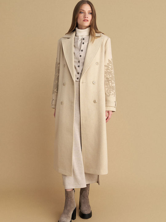 Femeie White Palton cu Curea