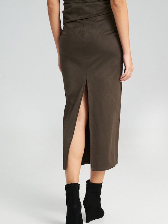 Bleistift Midi Rock Khaki