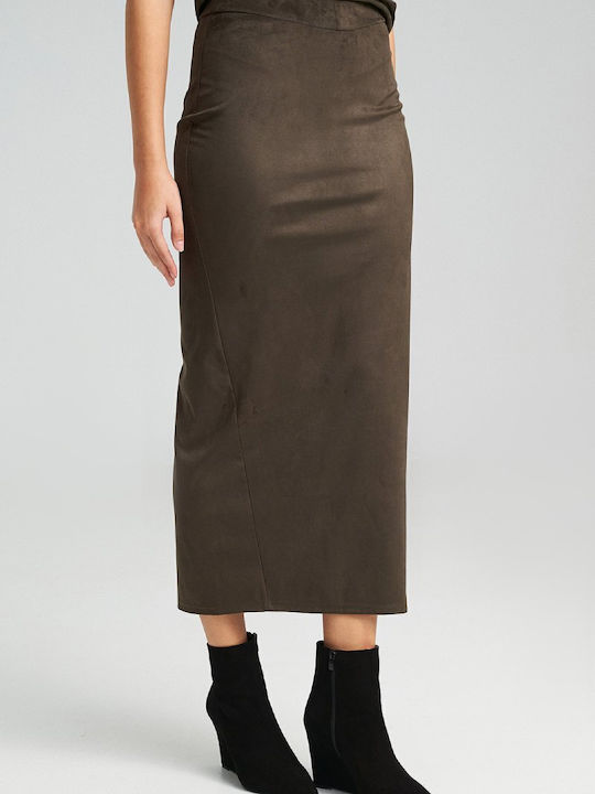 Bleistift Midi Rock Khaki