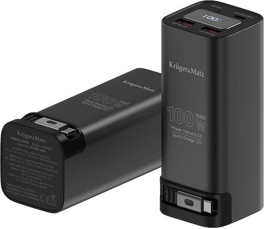 Kruger & Matz Baterie Externă 20000mAh 100W Power Delivery Încărcare Rapidă Neagră