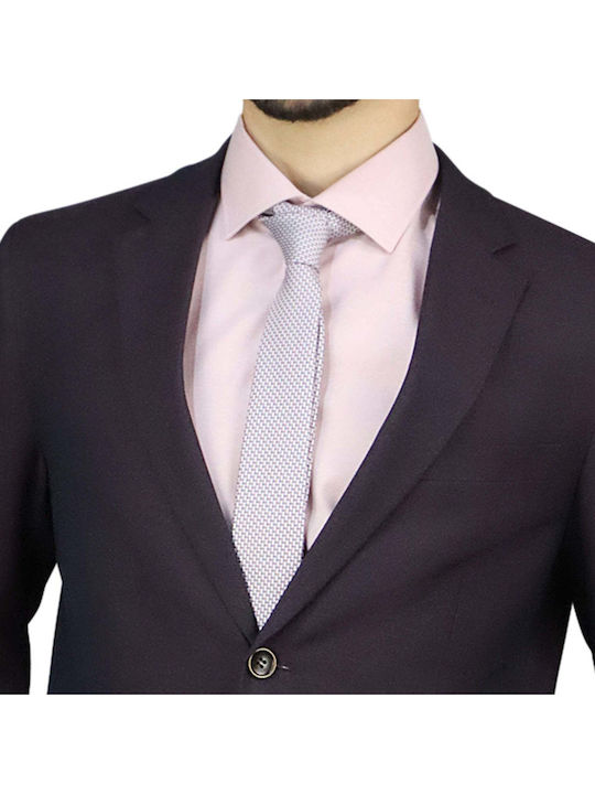 Iarna Costum Bărbați cu Croială Strâmtă Burgundy