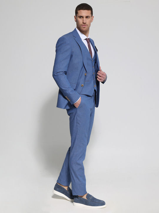 Men's Suit with Vest Blue