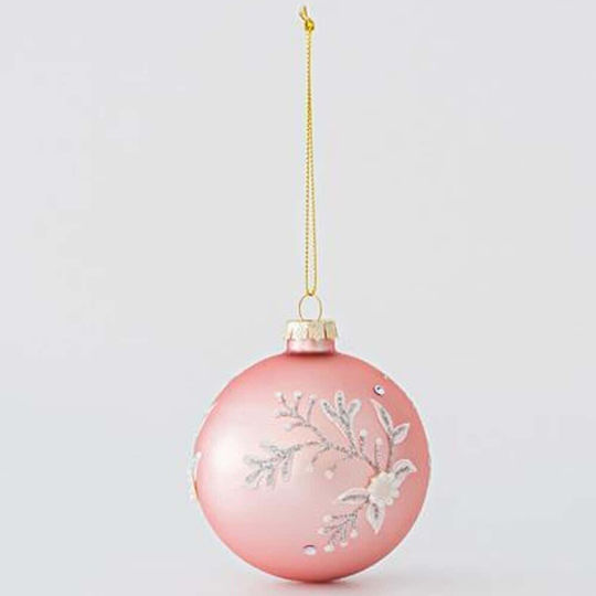 Hängendes Kugel Ornament Ornament Glas Rosa 10cm Set 4Stück