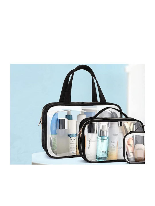 Set of Transparent Travel Toiletry Cosmetic Bags 3 Pieces Aria Trade