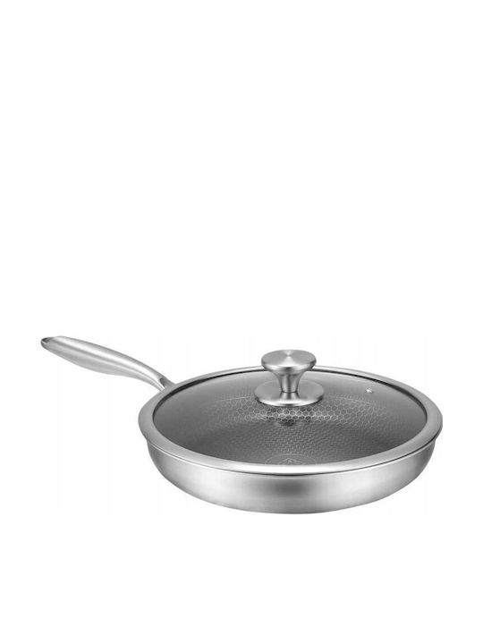 Edenberg Honeycomb Pan Made of Stainless Steel with Lid with Non-Stick Coating 28cm