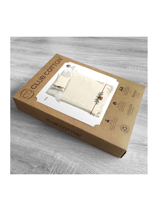 Lenjerii Deosebite Set Husă de Pilotă Bumbac Single cu Față de Pernă & 1 Cearsaf 160x220 Cremă
