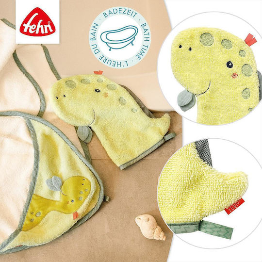 Fehn Baby Bath Glove Dino Yellow