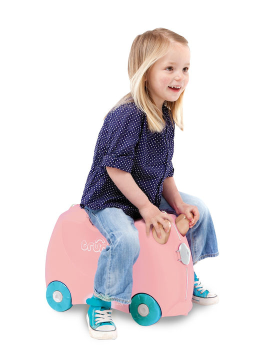Trunki Ride-on Flamingo Flossi Βαλίτσες Ταξιδιού Σκληρές Ροζ με 4 Ρόδες