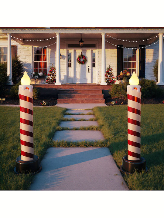 Set Christmas Decorative Candle Led Warm White Light 2 Pieces 15x15x82 Cm Aria Trade