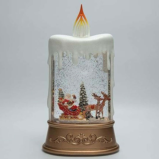 Tischdekoration Form Kerze Santa Claus Schlitten Wasser Im Inneren Beleuchtet Mit Batterie Timer 15,5x9,5x30cm